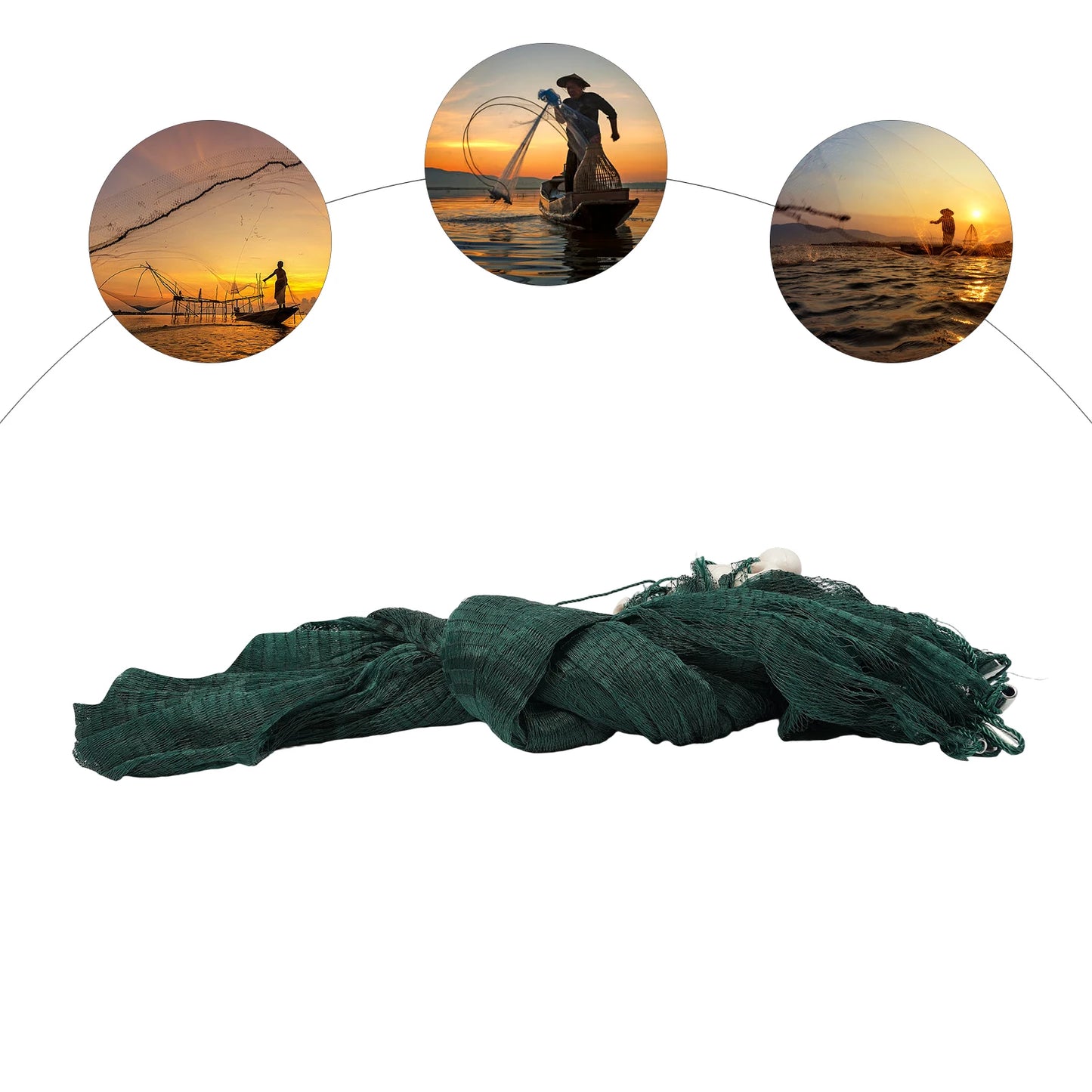 3*20m/10*65ft Fishing Net with Weight & Float Fishing Drag Net 0.59in Fishing Mesh Bag Hand Throw Net for Seining Minnows Shiner