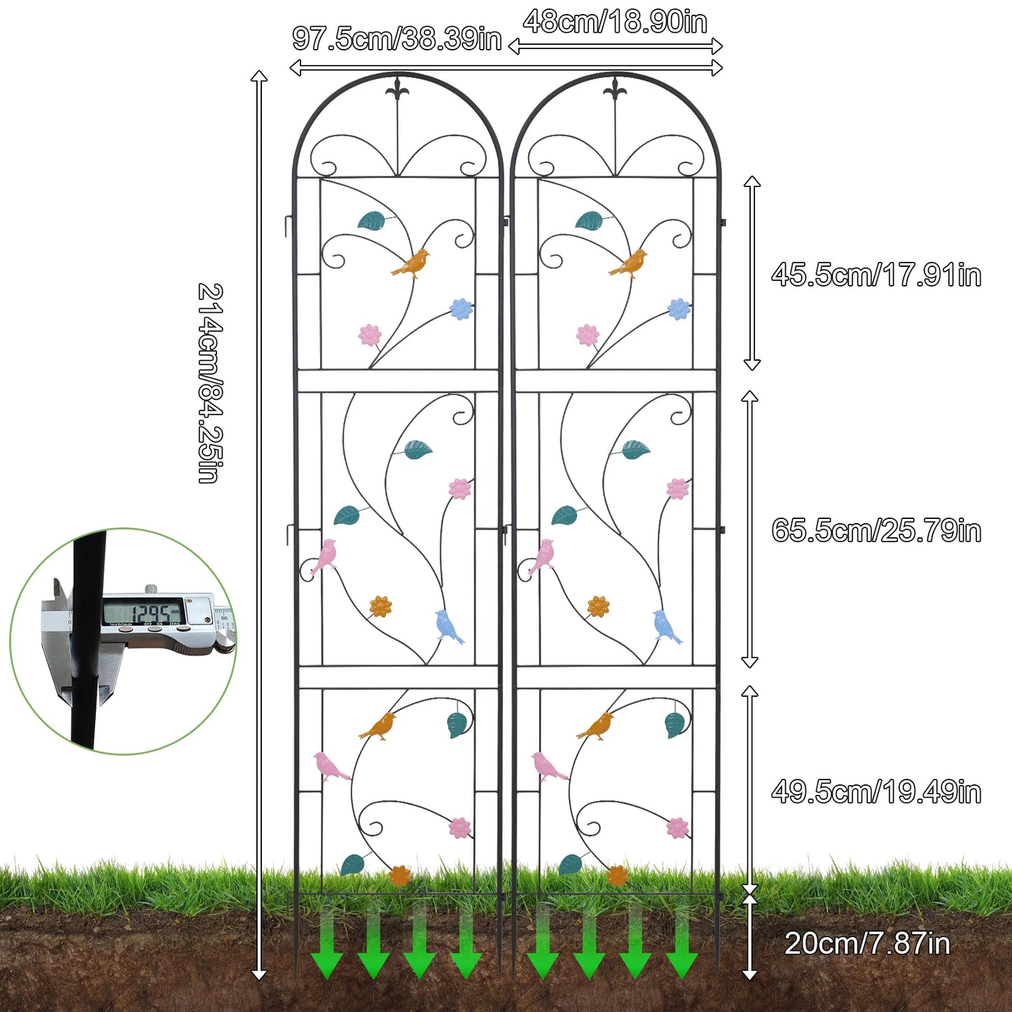 Iron Garden Trellis 2 Pack Outdoor Plant Fence Support