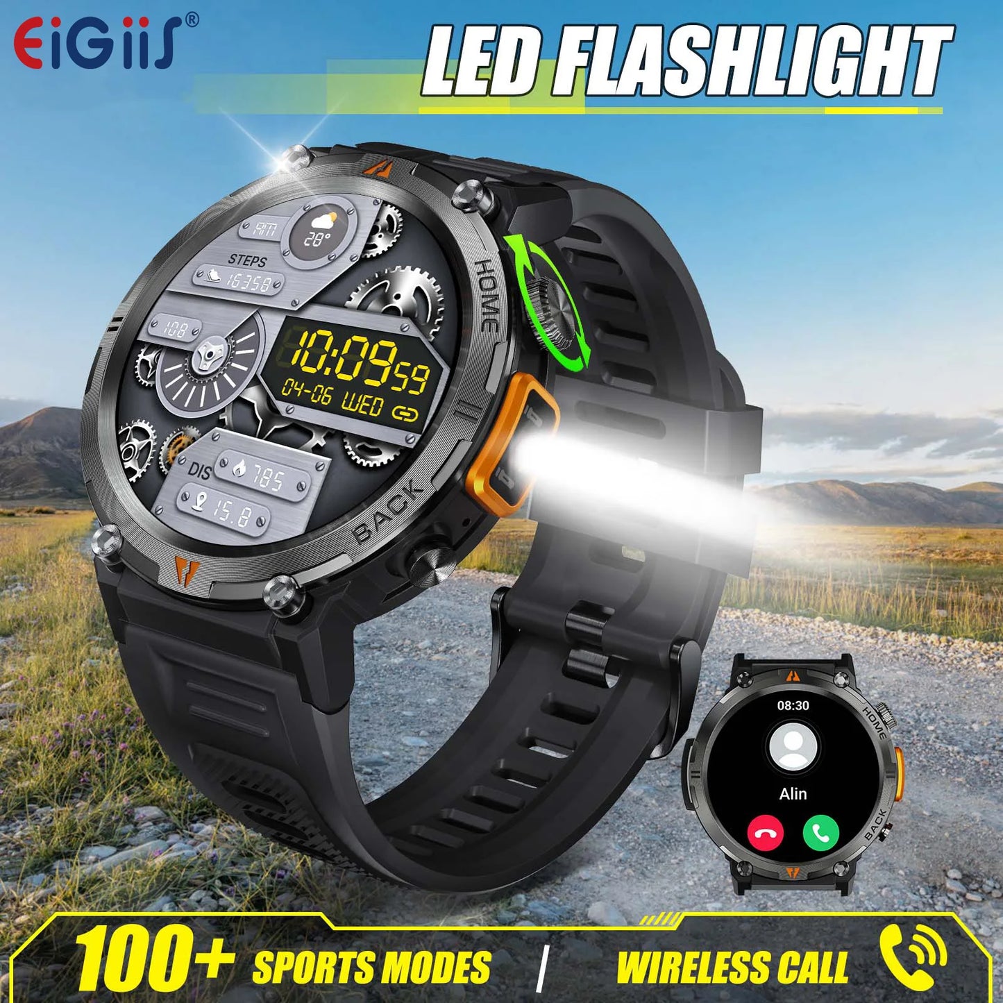 EIGIIS KE3 Bluetooth Full Touch Screen Smart Watch for Men