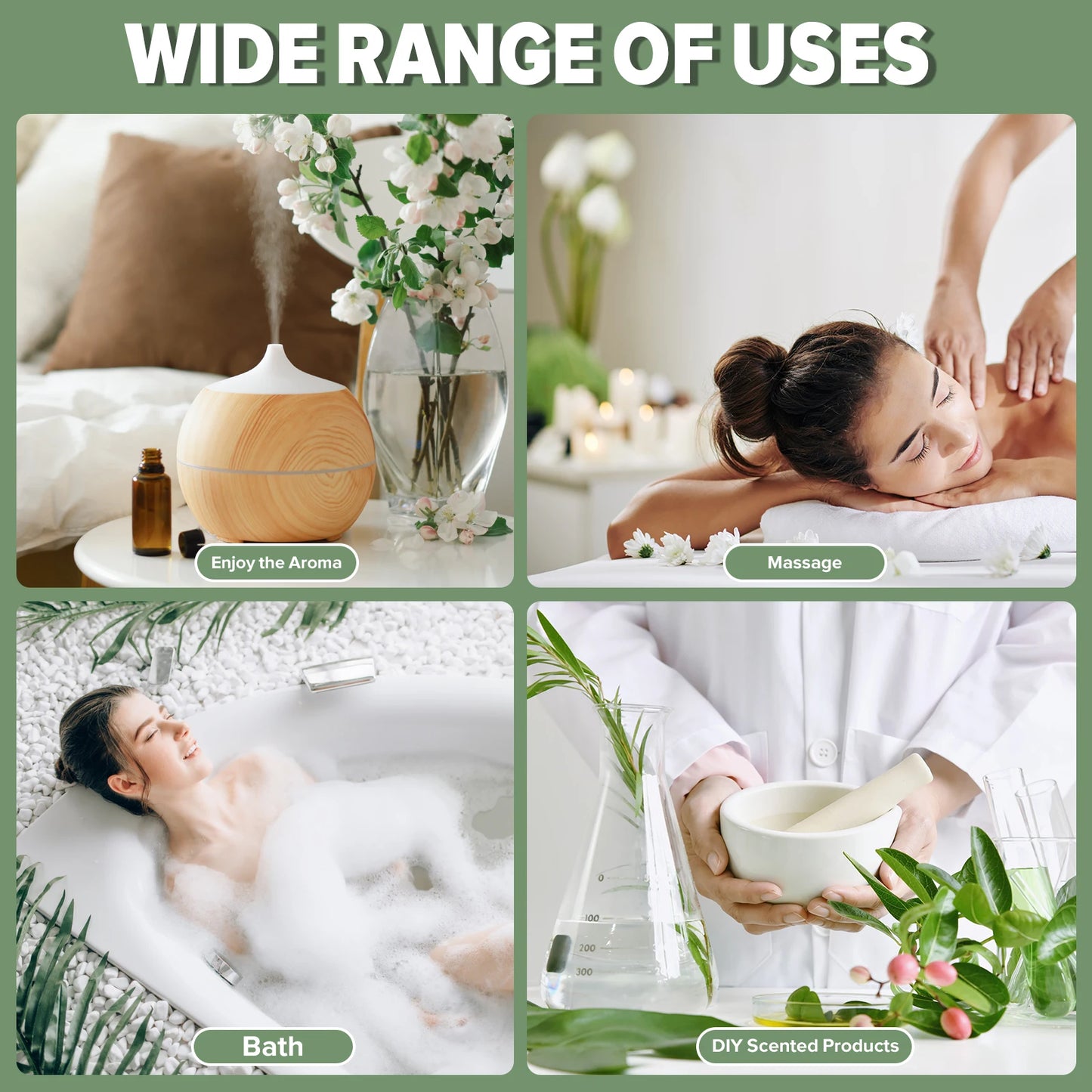 PHATOIL 9pcs Gift Set Pure Essential Oils Kit Vanilla Sandalwood