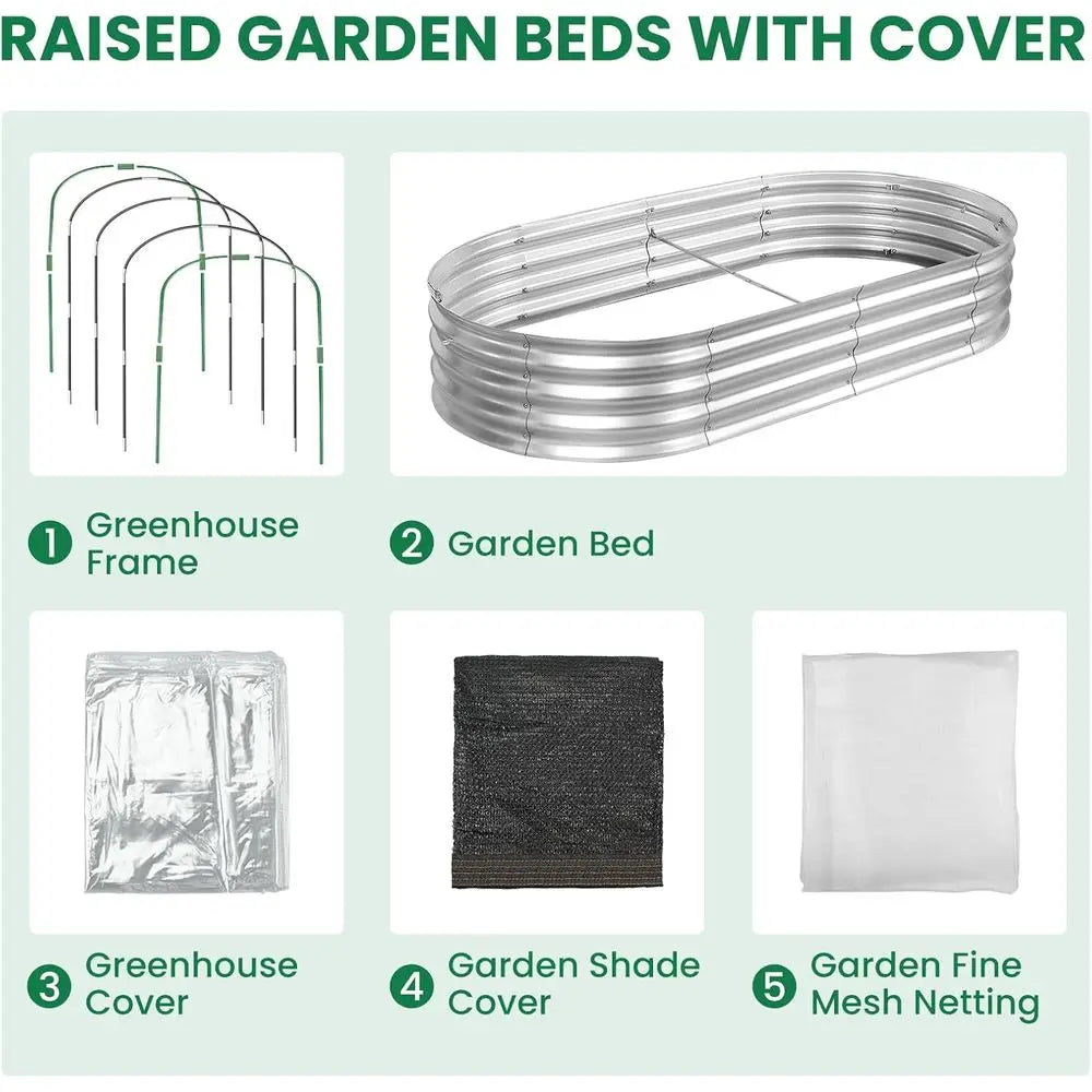 Garden Bed With Greenhouse Frame And Three Covers For Outdoor Gardening Enthusiasts 6x3x1 Ft