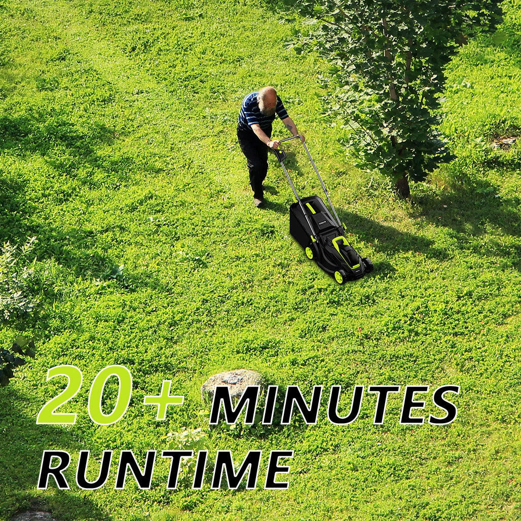 Deli 2 In 1 Electric Cordless Lawn Mower With 21V 4Ah Battery And Charger