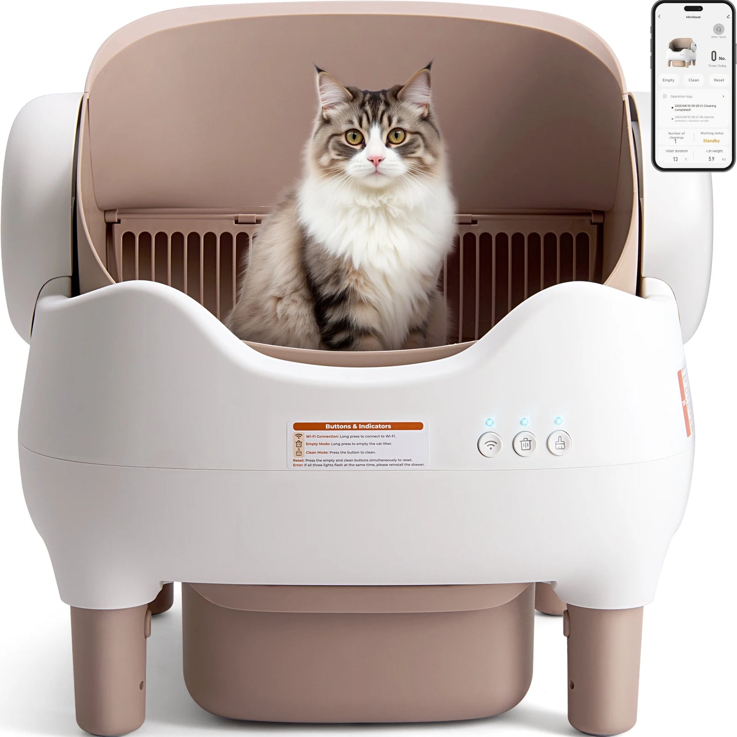 Automatic Cat Litter Box With App Control Lunapurr Self Cleaning Open Top For Multi Cat Homes Odor Free Large Waste Bin