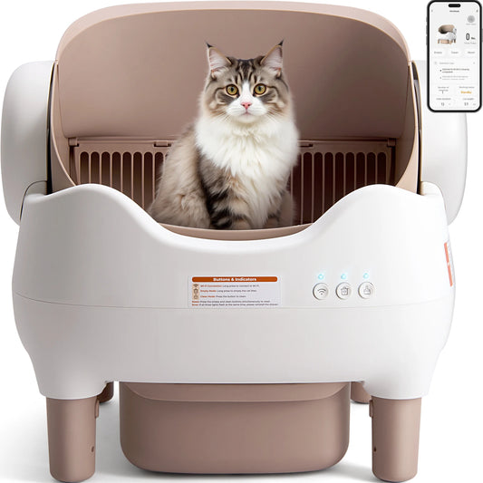 Automatic Cat Litter Box With App Control Lunapurr Self Cleaning Open Top For Multi Cat Homes Odor Free Large Waste Bin