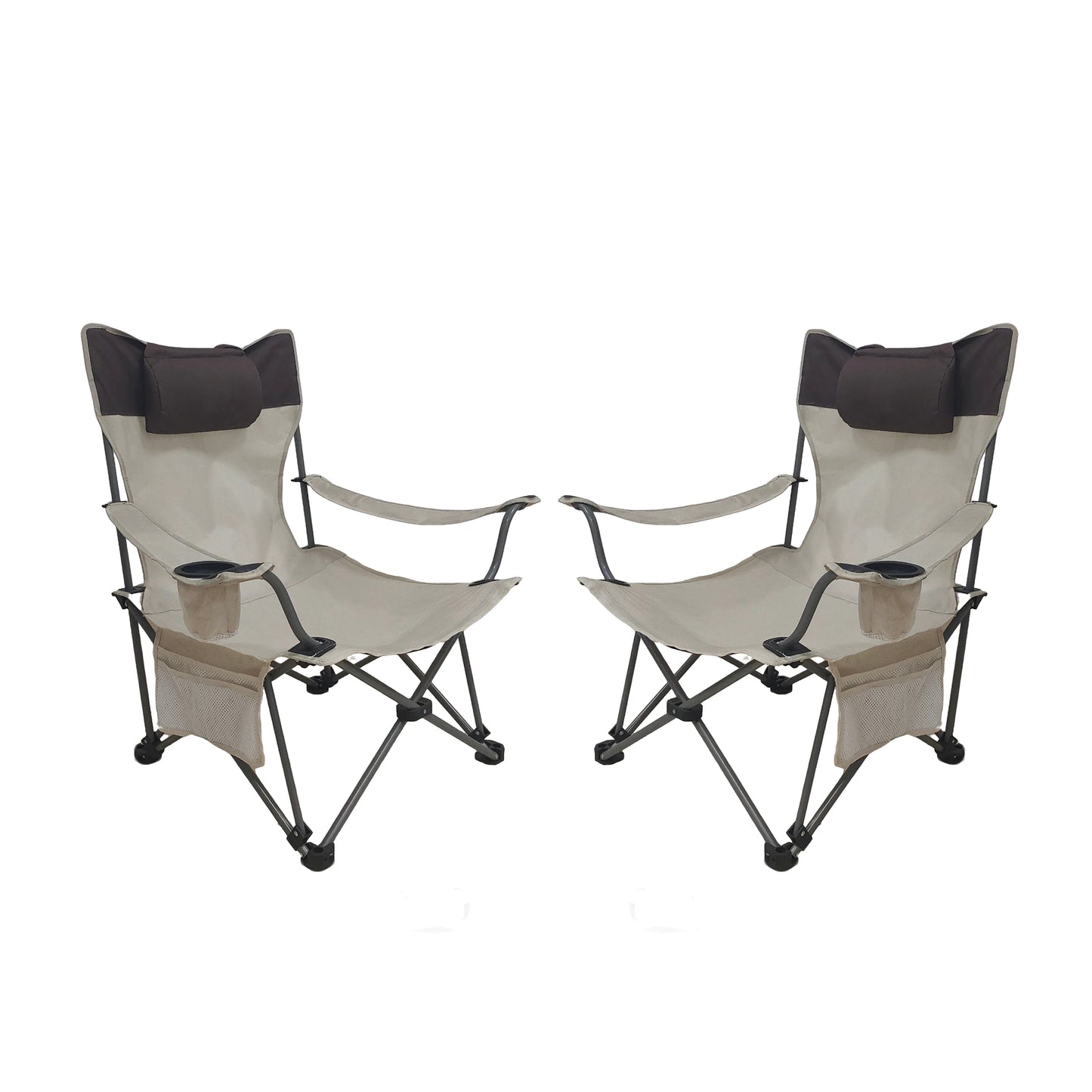 Adjustable Reclining Camping Chair With Handrails And Side Pockets