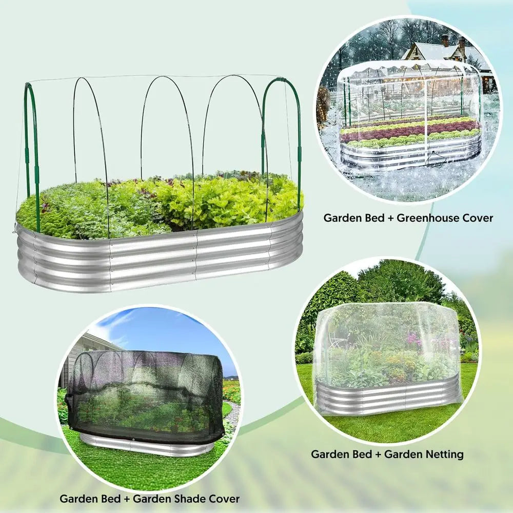 Garden Bed With Greenhouse Frame And Three Covers For Outdoor Gardening Enthusiasts 6x3x1 Ft