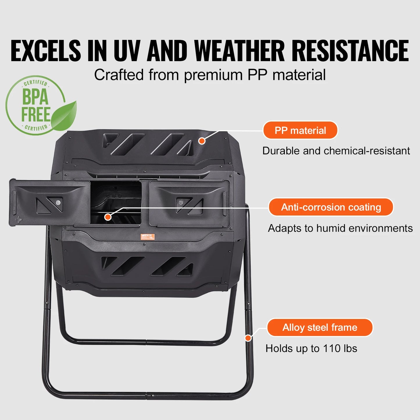 Dual Chamber Tumbling Compost Bin For Garden And Yard